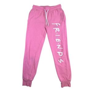 Friends Women Sweatpants Y2K Cotton Blend Jogger Graphic Pink XS Cozy Fit Lounge